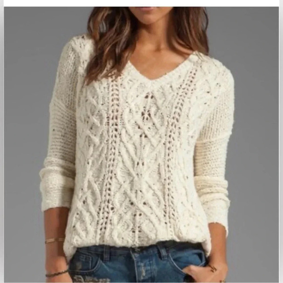 FREE PEOPLE Cross My Heart Cable Knit Sweater XS - Picture 7 of 13